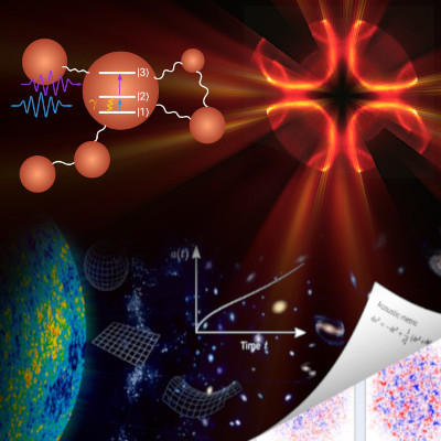 Illustration of quantum particles and quantum simulator.